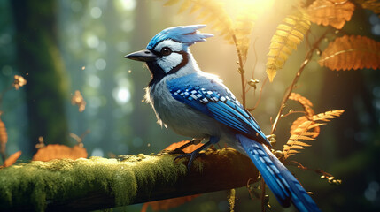 Wall Mural - blue jay on a branch