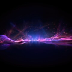  Glowing neon laser flowing waves abstract background. Generative AI