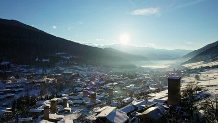 Poster - Mestia town in winter time