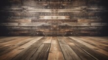 Creative Template Concept. Empty Wooden Shed Wood Walls Wallpaper Background.