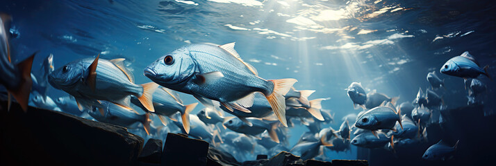 Wall Mural - exotic tropical fish underwater in ocean in the aquarium