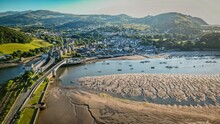 Aerial View Of Conwy Castle And The Historic Town Of Conwy In North Wales, United Kingdom