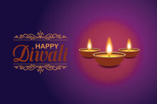 Happy Diwali, Festival Of Lights, Paper Graphic Of Indian Rangoli, Golden Lights, Colorful Decorative Background, Blue Magenta Background
