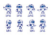 © Arina - Robot character set for the animation with various poses. Vector illustration.
