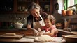© somchai20162516 - Happy grandmother kneading dough with daughter-in-law in the kitchen