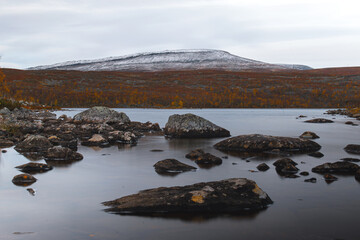 Wall Mural - Lake in the mountains in the north of Finland, Scandinavia, Lapland