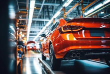 Assembly Line For The Production Of Modern Cars. The Final Stage Of Assembly And Testing During Production. Quality Control. Automated Assembly. Modern Technologies.