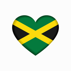 Wall Mural - Jamaican flag heart-shaped sign. Vector illustration.