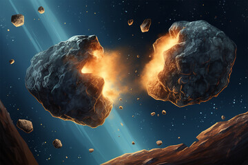 Wall Mural - vector illustration of asteroid view in outer space