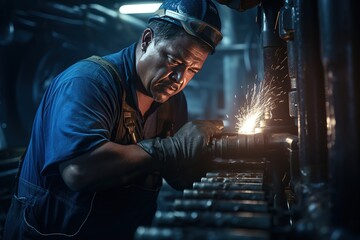 a offshore worker are repairing pipes