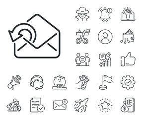 Wall Mural - Sent Messages correspondence sign. Salaryman, gender equality and alert bell outline icons. Send Mail download line icon. E-mail symbol. Send Mail line sign. Spy or profile placeholder icon. Vector
