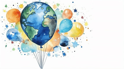 Wall Mural - planets in space on a white background, watercolor drawing for children primitive minimalistic poste