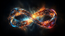 Glowing Multicolored Infinity Symbol Galaxy Black Cosmos, Singularity Sign Isolated On Background