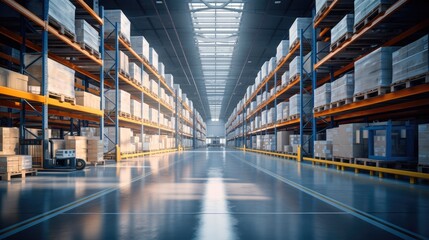 Aufkleber - Big warehouse with high racks.