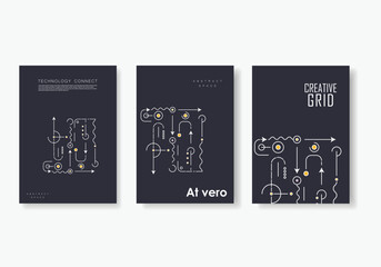 Poster - Abstract geometric technological background. Vector creative design