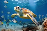 Fototapeta Do akwarium - turtle swimming