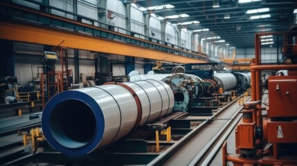 Poster - Modern seam pipe production line at heavy industrial plants.