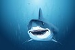 Humorous, amiable shark illustration with a see-through background for design purposes. Generative AI