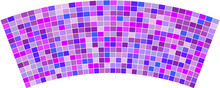 Patchwork Quilt Made Of Purple Cells. Quilted Fabric. Square Fields From A Bird's Eye View. Autumn Harvest. Checkered Background With Distorted Squares. Distortion Chess Pattern. Chessboard Surface.