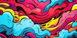 Comics illustration, retro and 90s style, pop art pattern, abstract crazy and psychedelic background