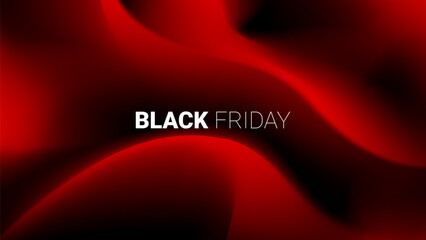 Wall Mural - Black Friday sale trendy banner. Red and black fluid gradient background. Vector illustration with 3d liquid shapes in minimalistic style. Modern design for poster, cover, presentation, advertising.