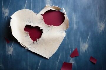 torn paper mended with a heart-shaped patch