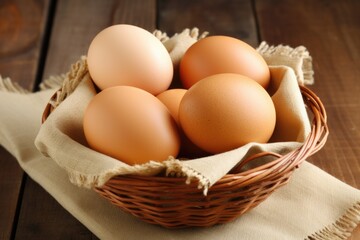 Wall Mural - eggs in a basket showing natural protein source