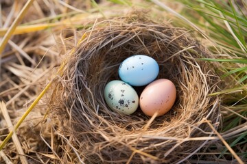 Wall Mural - a nest with two eggs of different bird species