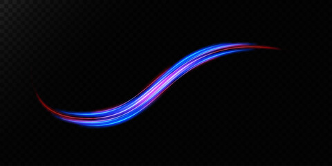 Wall Mural - Set of blue and red wavy lines on a transparent background. Vector illustration