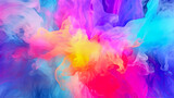 Fototapeta Tęcza - Beautiful abstract background with colorful  shades of acrylic ink in water. colorful steam clouds. Festival of colors. Color Explosion background for your design