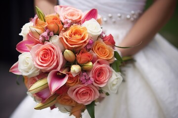 Wall Mural - a close-up of a bridal bouquet with various flowers