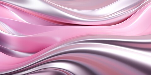 Silver and pink chrome metal fluid, waves, background 