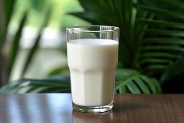 Canvas Print - a glass of whole milk on a table