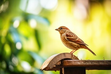 Wall Mural - a single bird perched on a bird feeder