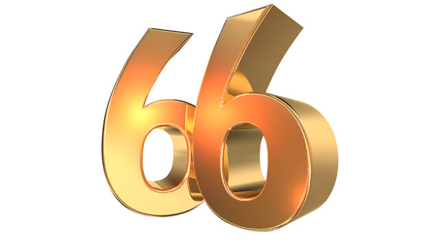 Gold glossy 3d number 66