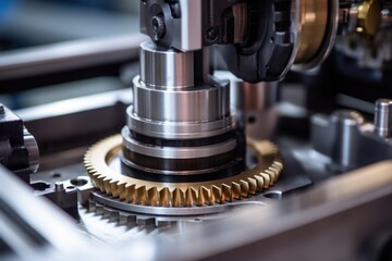 Poster - a gear being fit into a machine