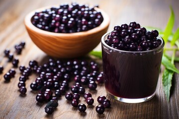 acai berries next to a container of acai supplement pills