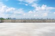 Empty Concrete Floor on the Rooftop with Blue Sky and White Clouds Background - High Quality Photo