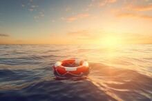 Lifebuoy In The Sea.AI Generated