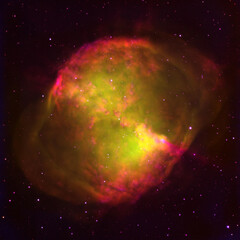 cosmos, outer space and nebula dust in milky way of stars, neon color and glow or pattern on galaxy 