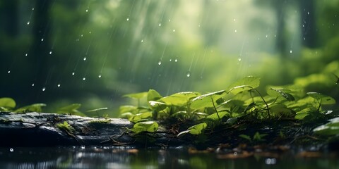Wall Mural - Natural landscape in rainy weather