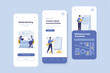 Illustration set of mobile banking application onboard screen template