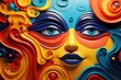 Abstract colorful background with female face. Abstract background banner for Make up your mind Day