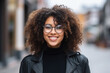 © Andrii  - Urban Vibes: Smiling Black Girl with Curly Hair