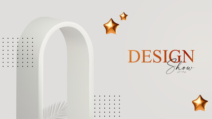 Wall Mural - 3d realistic premium product display design template. white scene geometric composition. elegant vec