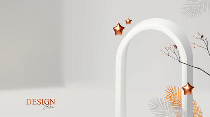 Wall Mural - 3d realistic premium product display design template. white scene geometric composition. elegant vec