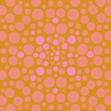 Yellow Background With Pink Dots, Dotted Pattern Design. Illustration Backdrop With Circles