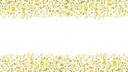 sparkling confetti border. festive gold shining sparkles particles background.