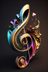 Wall Mural - abstract multicolor music background with clef	