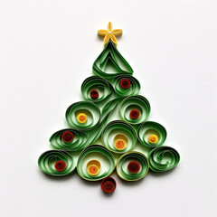 Wall Mural - A christmas tree made out of rolled paper. Digital art. Paper quilling. Christmas ornament.